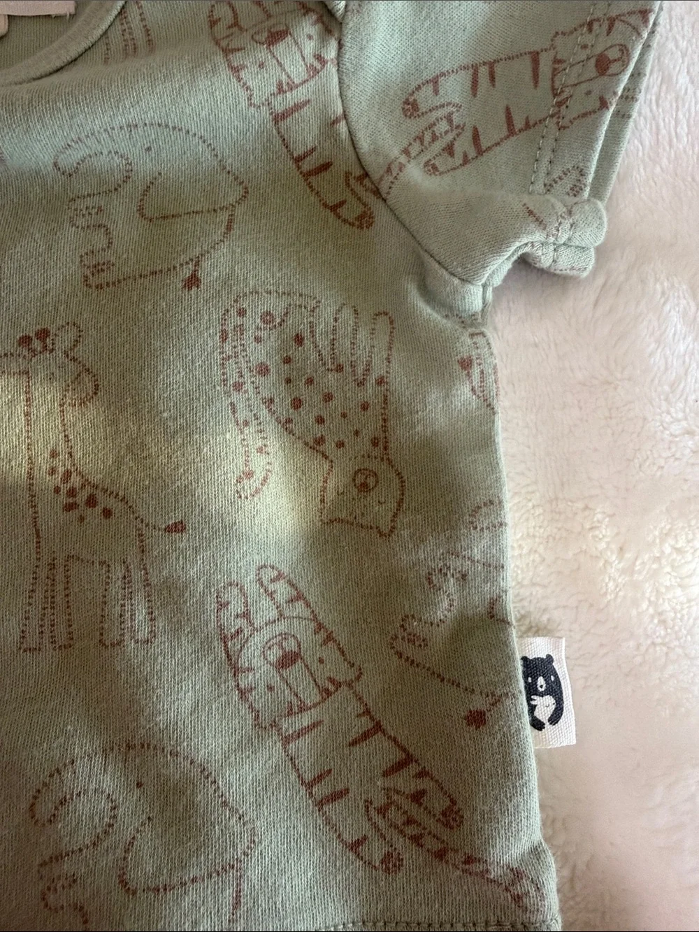 NWOT Rabbit & Bear Organic Sage Animal Tee - Short Sleeve